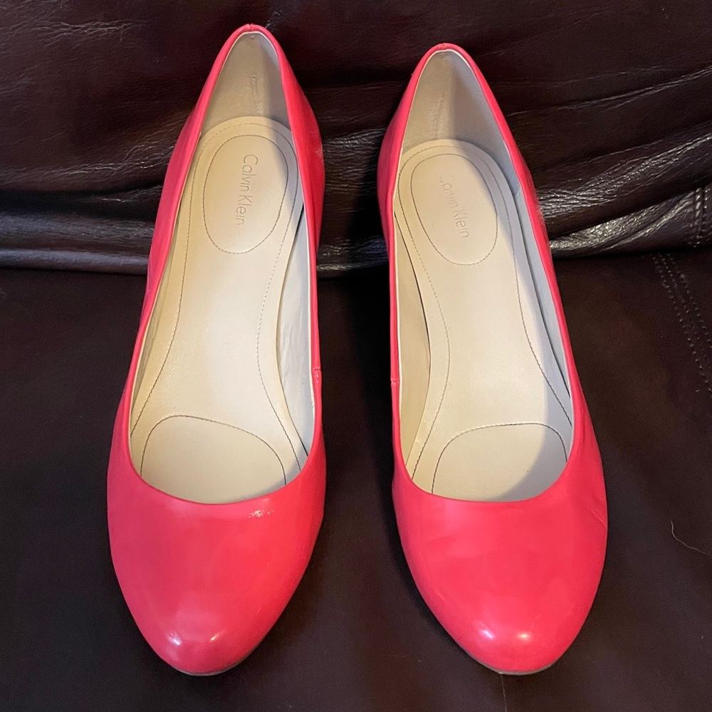 Calvin Klein Yazmin Patent Leather Wedge Pumps
